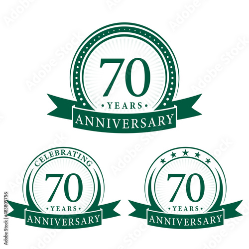 70 years anniversary logo collections. Set of 70th Anniversary logotype template. Vector and illustration.
