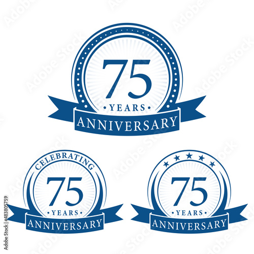 75 years anniversary logo collections. Set of 75th Anniversary logotype template. Vector and illustration.
 photo