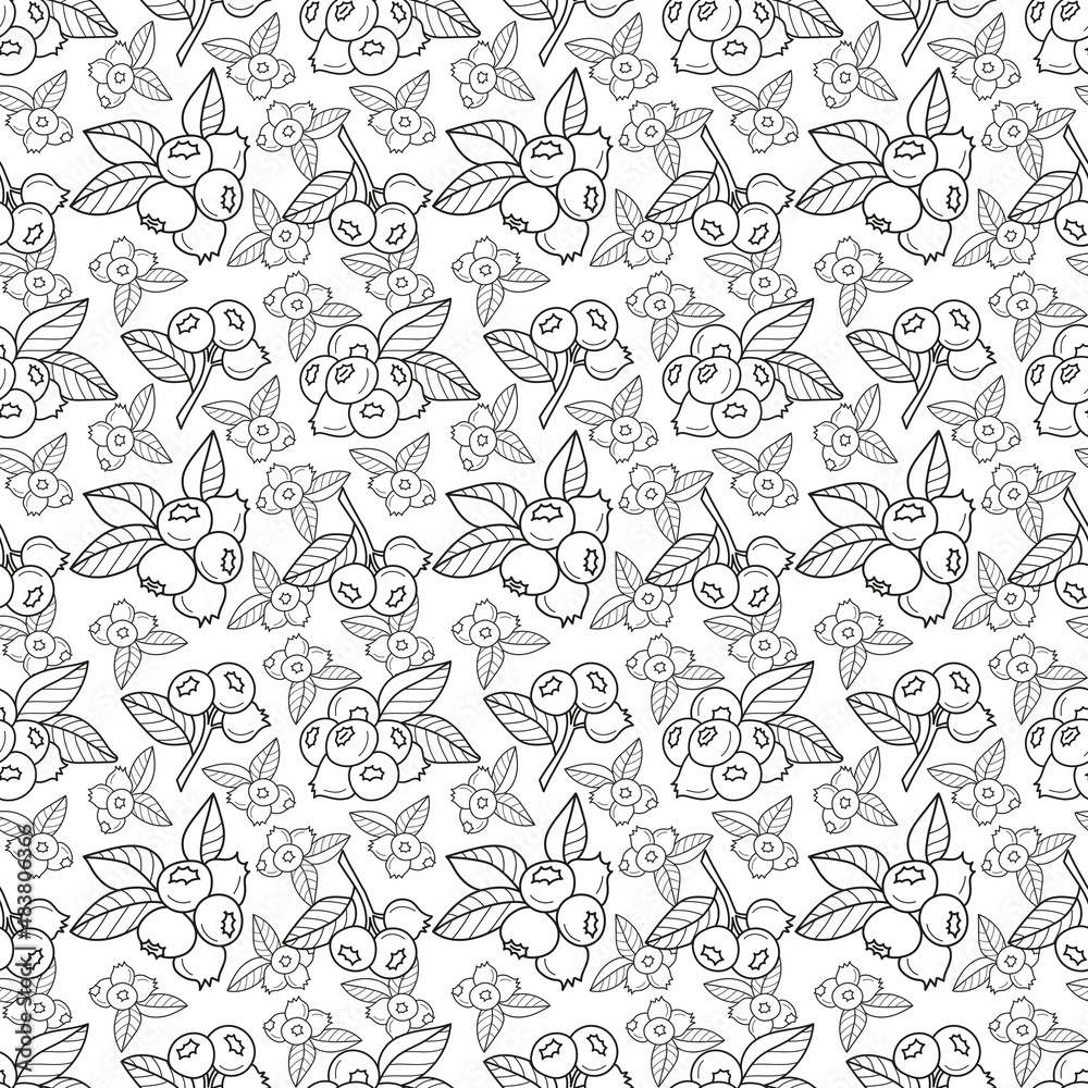Blueberry seamless fabric pattern, seamless digital paper, berry seamless file, line art blueberry Blueberry seamless fabric pattern, seamless digital paper, berry seamless file, line art blueberry
