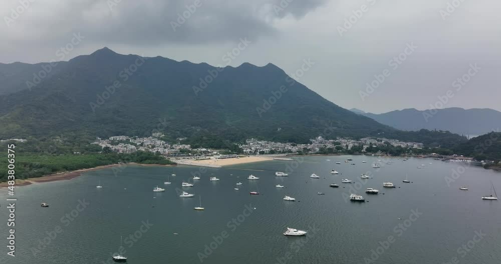 Drone fly over the sea beach in Tai Po Drone fly over the sea beach in Tai Po