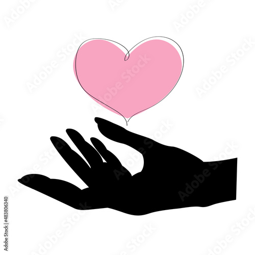 Vector illustration of a hand with a heart.