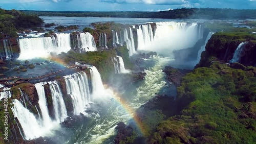Natural landscape of giant river and waterfalls. International travel. World tourism landmark.