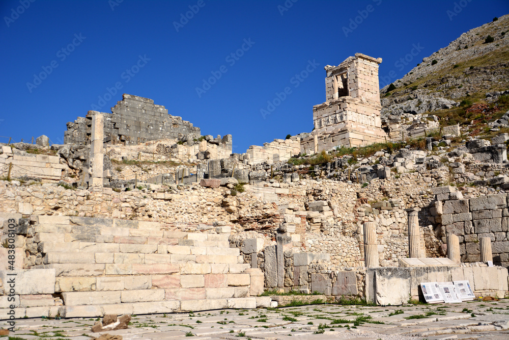 ruins of ancient town Sagalassos on turkish mountains background