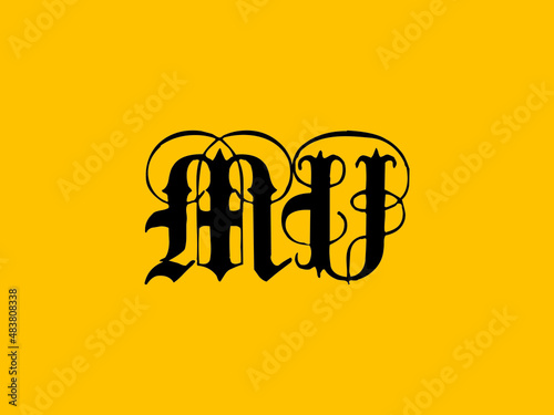 New Calligraphy MU Logo, splash MU letter logo icon vector stock
