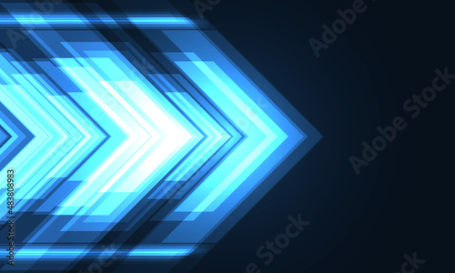 Abstract blue arrows high-speed movement futuristic technology background concept. Dynamic motion hi tech blue digital arrows. Technology vector illustration