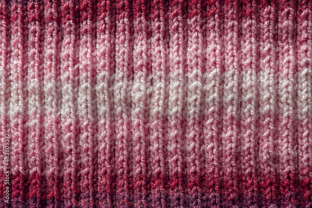 Viva Magenta, color of the year 2023, Large knit  yarn with gradient effect, melange, fabric texture textile macro pattern background