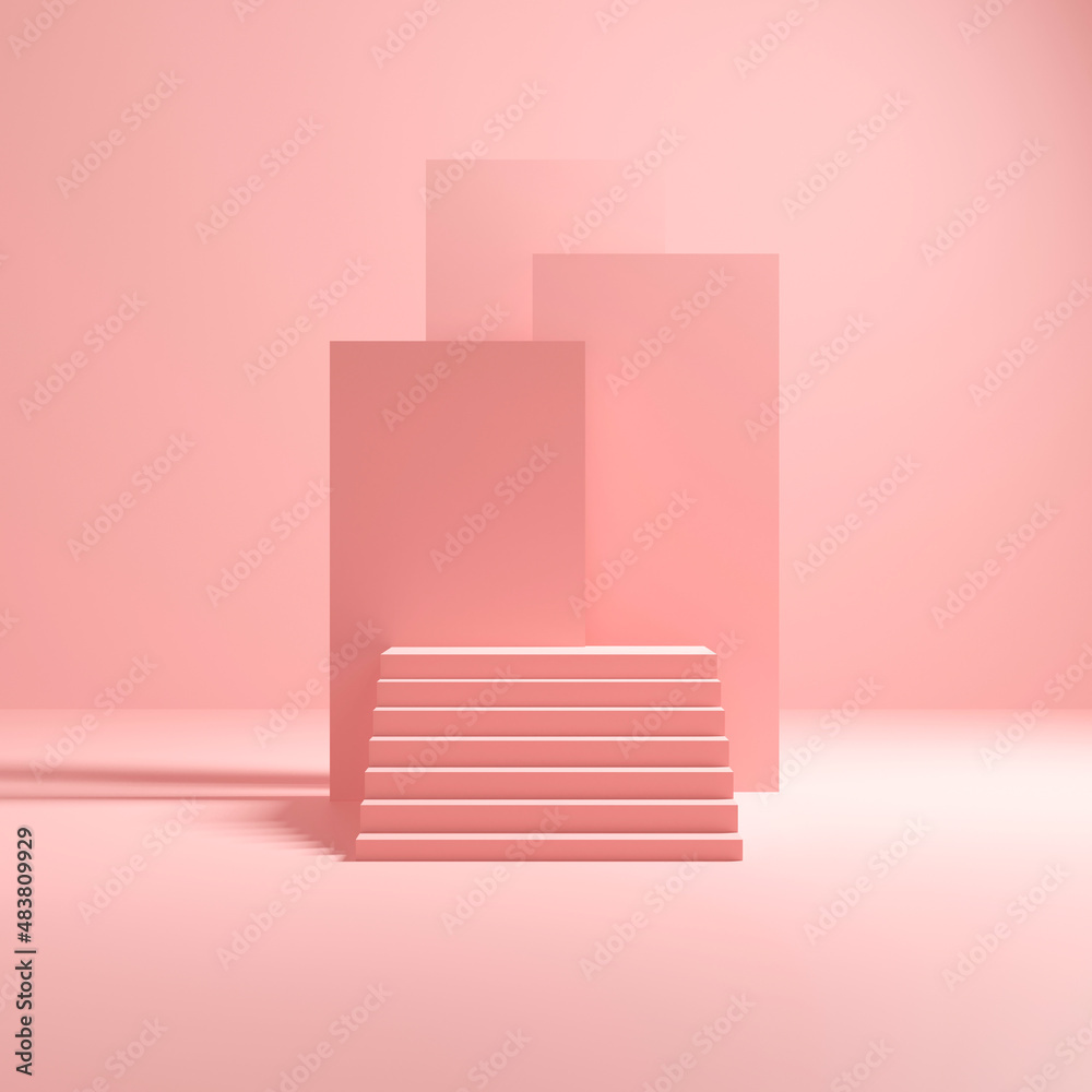 3d rendering illustration of background abstract pedestal board, art display mockup product decoration stand wallpaper