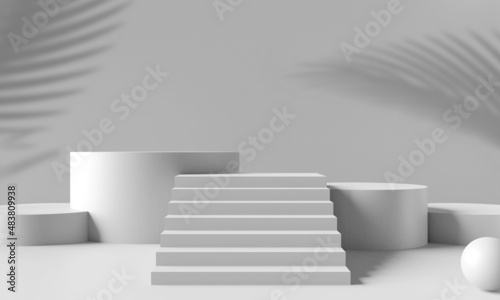 3d rendering illustration of background abstract pedestal board  art display mockup product decoration stand wallpaper