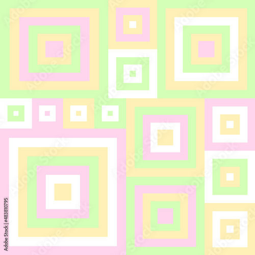 Geometric pattern of pastel squares color. Pale spring light color palette motif for surface design, fabric, cover, wrapping paper, children's projects.