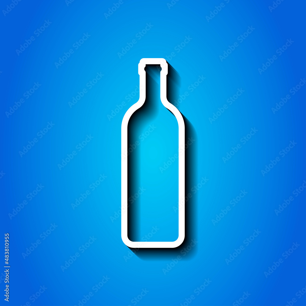 Bottle simple icon vector. Flat desing. White icon with shadow on blue background.ai Bottle simple icon vector. Flat desing. White icon with shadow on blue background.ai