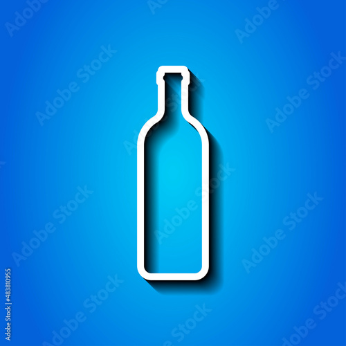Bottle simple icon vector. Flat desing. White icon with shadow on blue background.ai