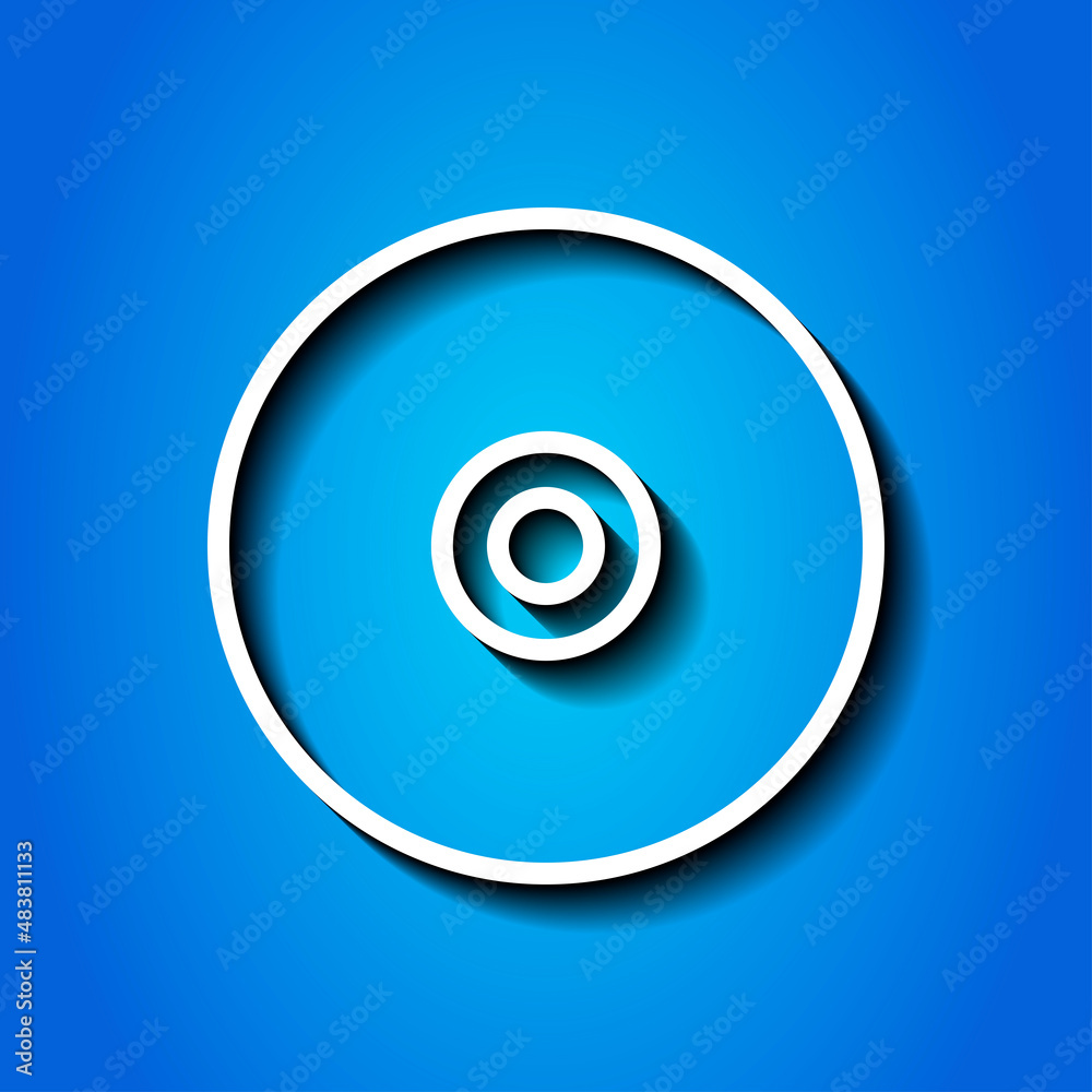 CD DVD simple icon. Flat desing. White icon with shadow on blue background.ai CD DVD simple icon. Flat desing. White icon with shadow on blue background.ai
