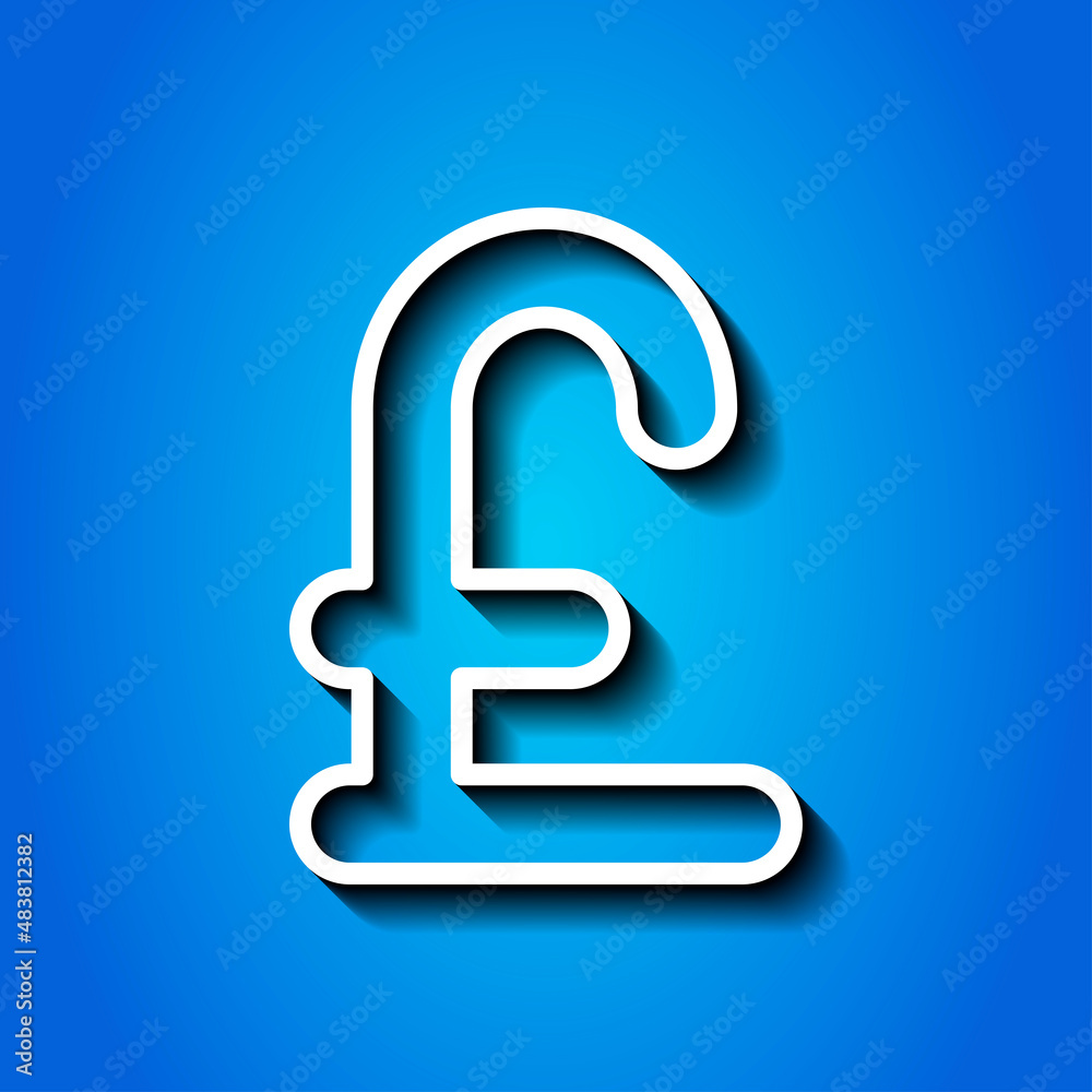 Pounds money simple icon. Flat desing. White icon with shadow on blue background.ai Pounds money simple icon. Flat desing. White icon with shadow on blue background.ai