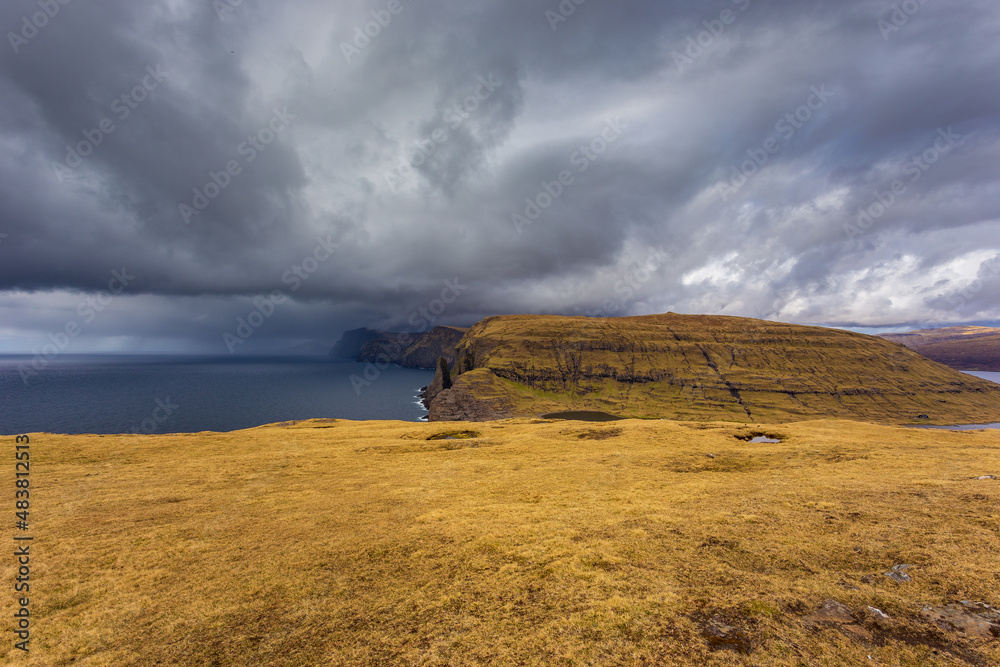 Fototapeta premium View of the coastline, Faroe Islands.