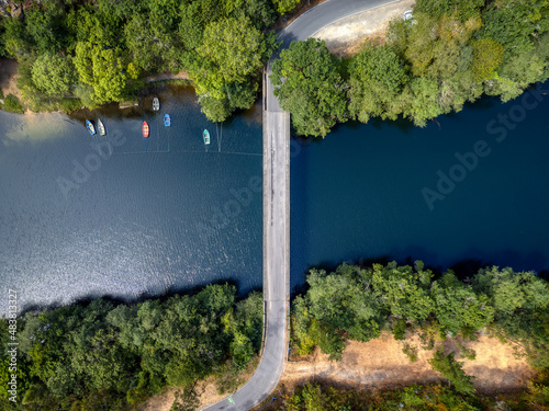 Aerial view of the Navia river in Asturias, Spain. photo