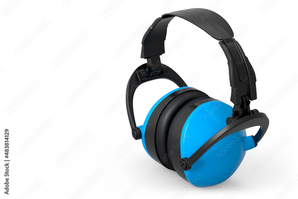 Protective blue earphones muffs isolated on a white background Protective blue earphones muffs isolated on a white background