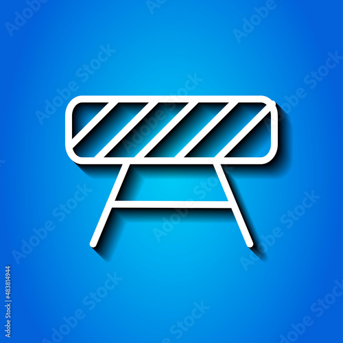 Barrier simple icon. Flat desing. White icon with shadow on blue background.ai