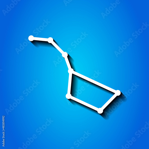 Big Dipper simple icon. Flat desing. White icon with shadow on blue background.ai