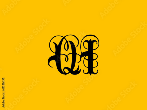 Calligraphy QI Logo, Unique Monogram qi Logo Design