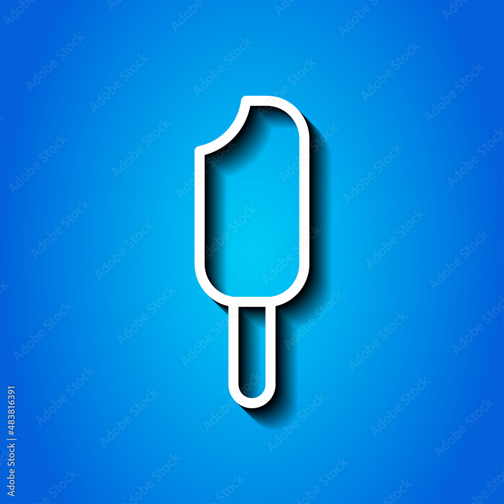 Icecream simple icon vector. Flat desing. White icon with shadow on blue background.ai Icecream simple icon vector. Flat desing. White icon with shadow on blue background.ai
