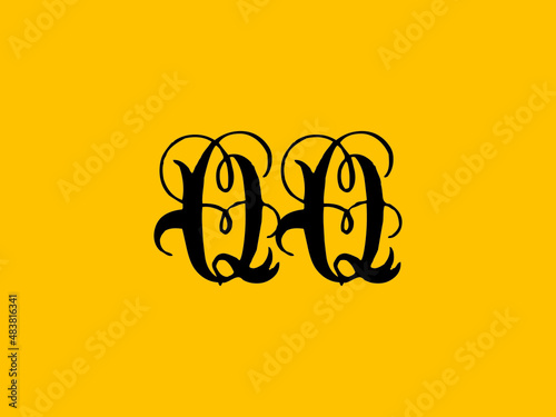 Calligraphy QQ Logo, Unique Monogram qq Logo Design