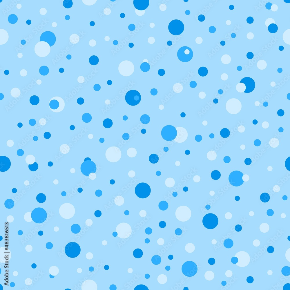 Beautiful seamless background with round spots on blue background. Vector design.