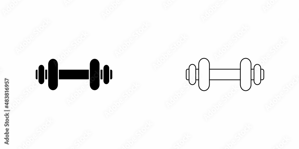 Fototapeta premium Dumbbell Outline Icon. Vector Illustration. 