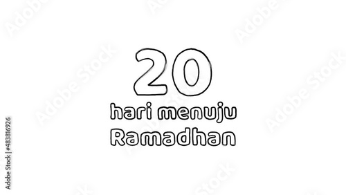 20 Days to Ramadan (20 Hari Menuju Ramadhan) Pencil Sketch Illustration Looping Video photo