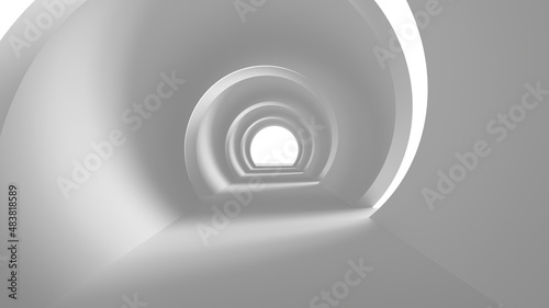 background spiral white tunnel soft lighting 3d render