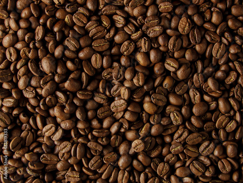 Roasted coffee beans background. Cuban coffee of the highest quality. Arabica