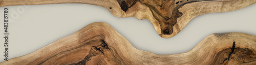 Photography white epoxy resin panel with walnut, texture for design, source, template