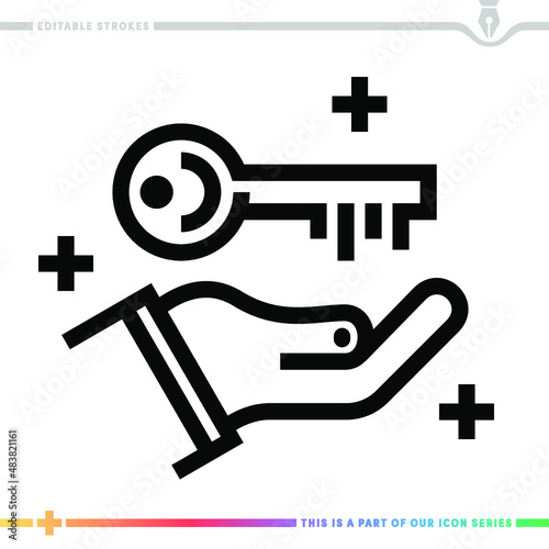 Line icon for home ownership illustrations with editable strokes. This vector graphic has customizable stroke width.