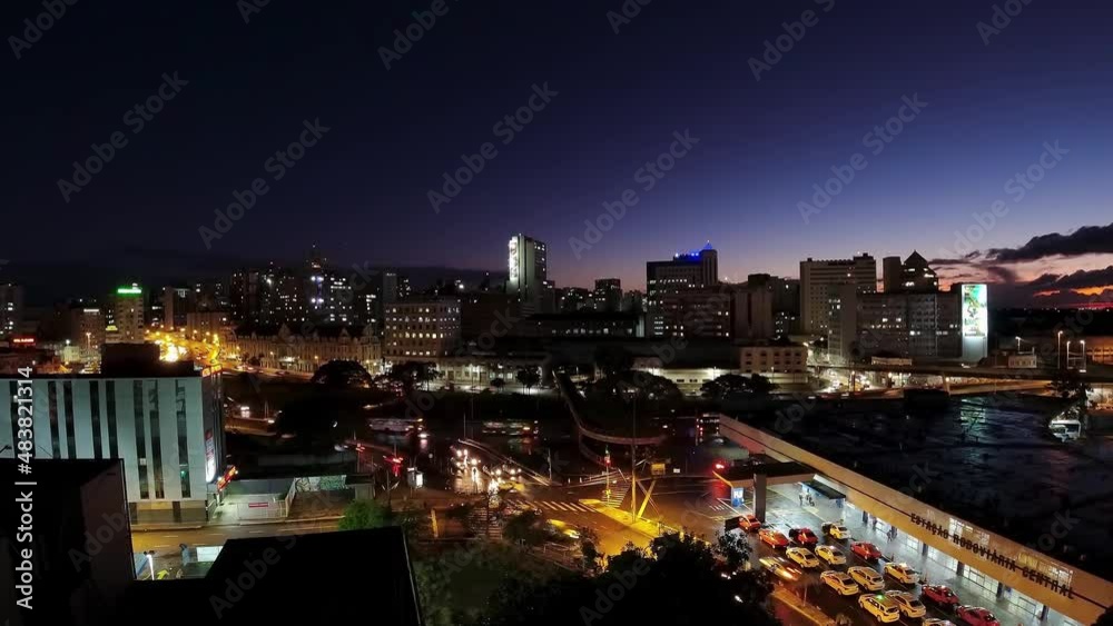 Sunset downtown aerial timelapse city. 4K resolution time lapse of city and traffic scenery. Porto Alegre Rio Grande do Sul Brazil. Sunset downtown aerial timelapse city. 4K resolution time lapse of city and traffic scenery. Porto Alegre Rio Grande do Sul Brazil.