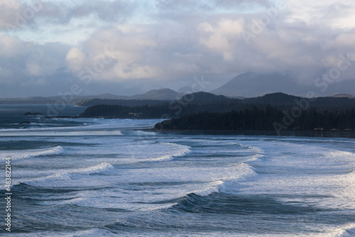 Storm swells in Cox Bay  Tofino Vancouver Island  B.C.  Canada.
