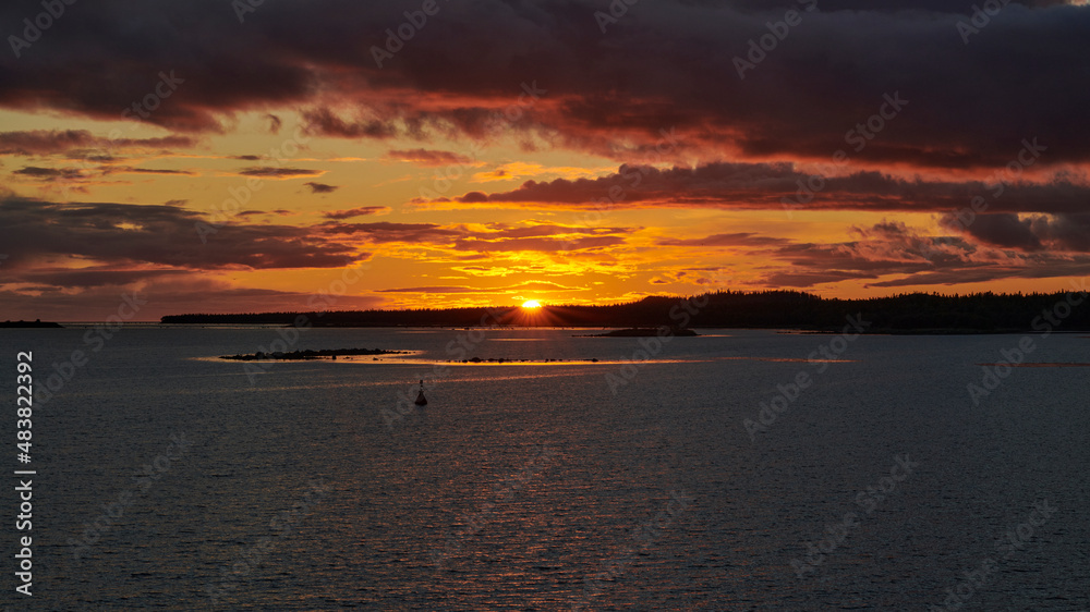 Russia. Solovki. Solovetsky Islands. Sunset over the Solovetsky Bay Russia. Solovki. Solovetsky Islands. Sunset over the Solovetsky Bay