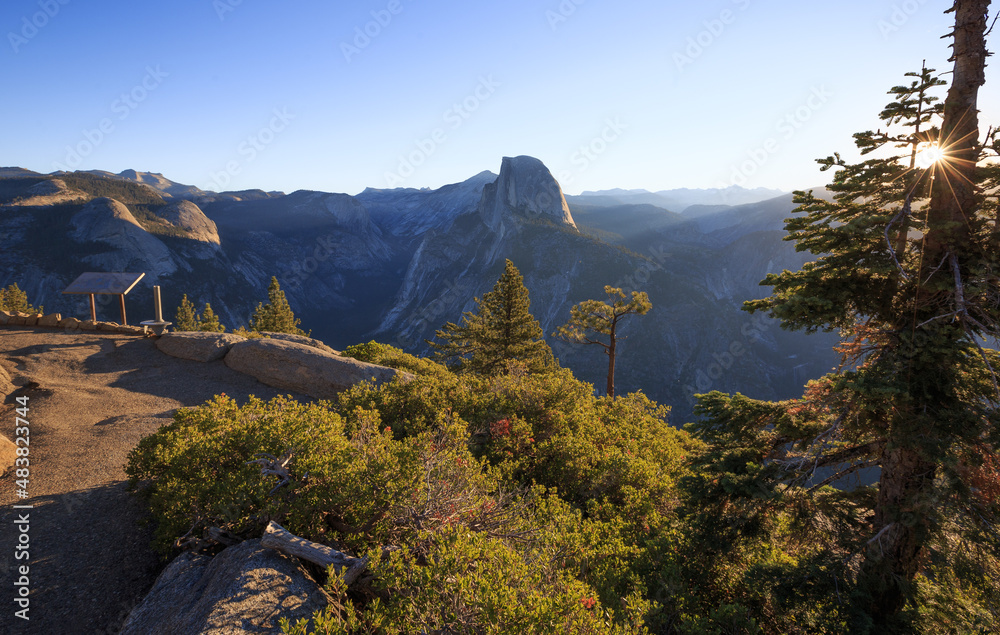 Panorama view on the top Glacier Point in Yosemite national park in California