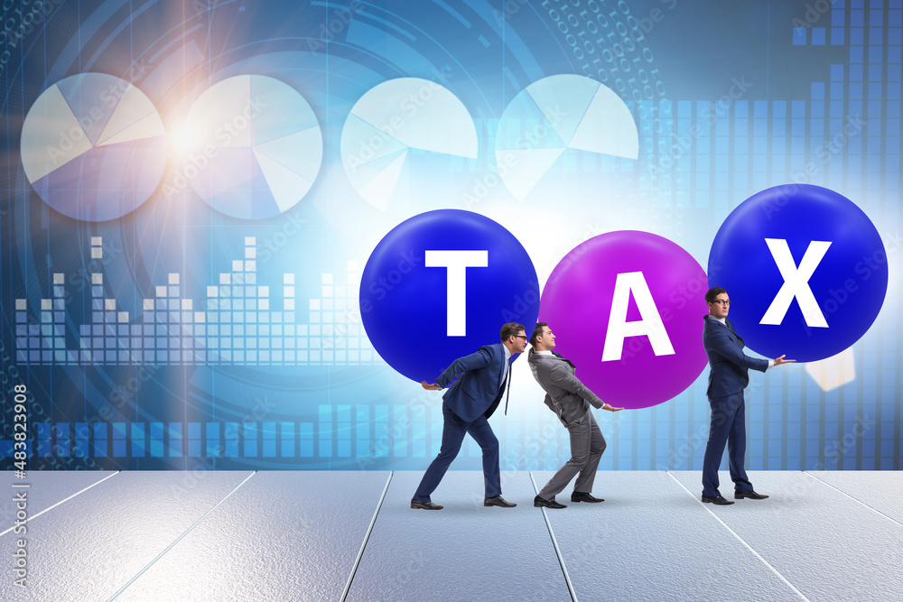 Tax burden concept with businessmen Tax burden concept with businessmen
