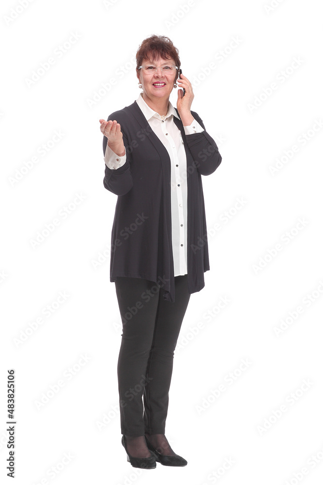 Beautiful middle age business woman talking smiling on mobile cell phone smartphone Beautiful middle age business woman talking smiling on mobile cell phone smartphone