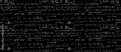 Scientific vector seamless pattern with physical formulas. Endless math texture