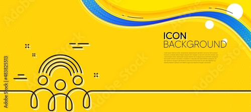 Inclusion line icon. Abstract yellow background. Equity culture sign. Gender diversity symbol. Minimal inclusion line icon. Wave banner concept. Vector