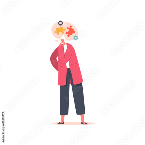 Alzheimer Illness Disease Patient, Senility Concept. Senior Mature Woman Suffering From Brain Disease and Memory Loss