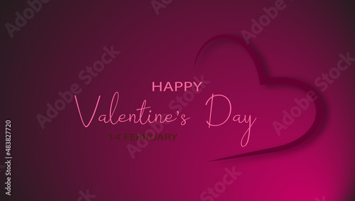 Happy Valentine's day card. Happy Valentine's day banner. 14 february. Banner with heart and text.