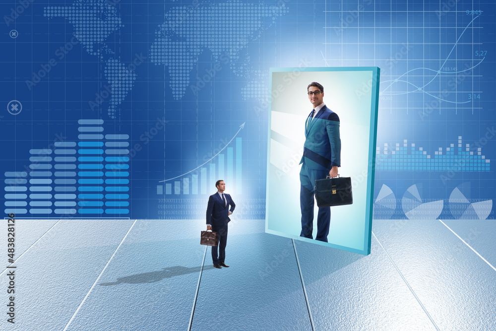 Young businessman in alter ego concept