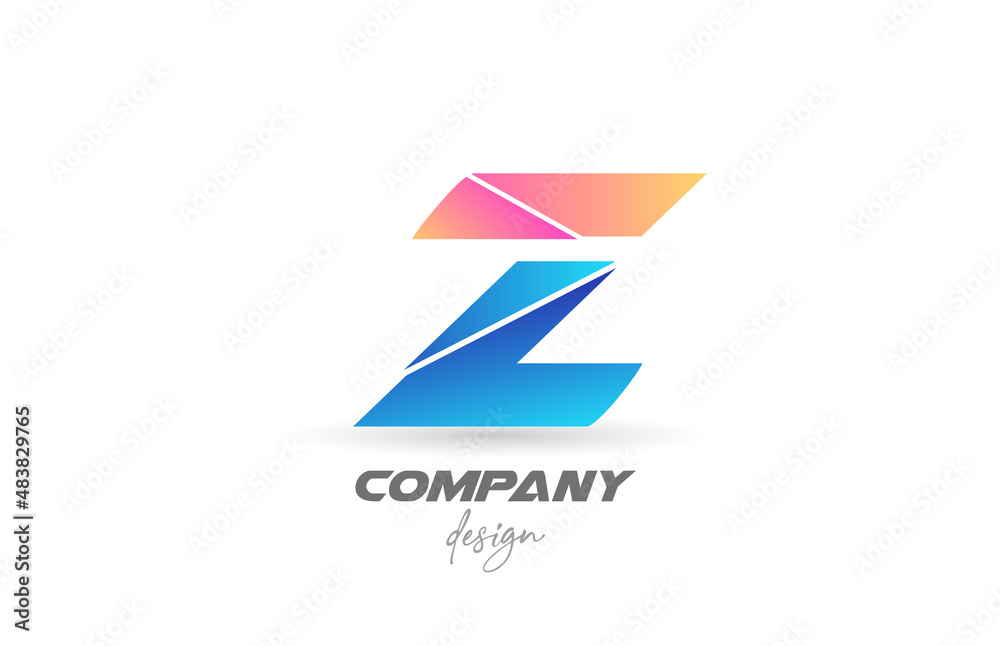 Colorful Z alphabet letter logo icon with sliced design and blue pink colors. Creative template for business and company Colorful Z alphabet letter logo icon with sliced design and blue pink colors. Creative template for business and company