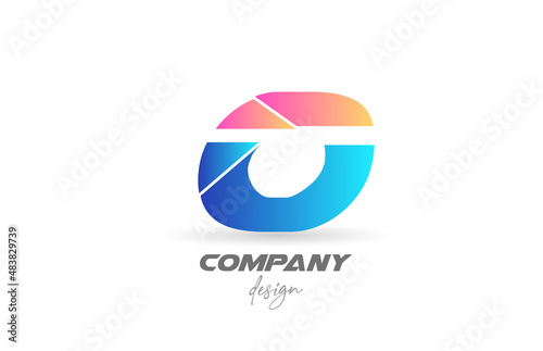 Free Download Colorful O alphabet letter logo icon with sliced design and blue pink colors. Creative template for business and company - GFXLoad