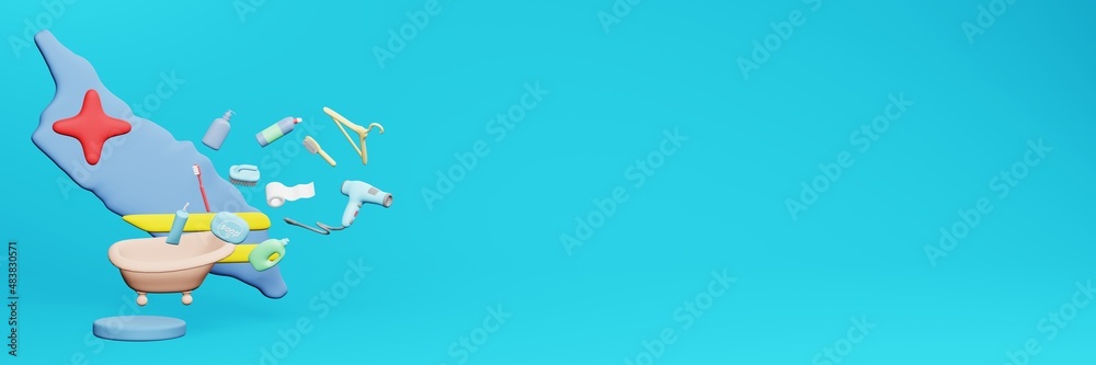 3d rendering of using bathroom equipment in Aruba for data display social media and website cover 3d rendering of using bathroom equipment in Aruba for data display social media and website cover