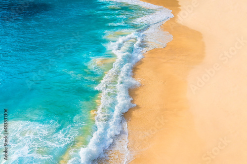 Coast as a background from top view. Blue water background from top view. Summer seascape from air. Travel and vacation image.