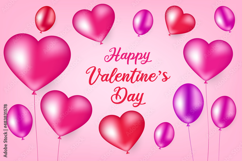 Heart balloons with Happy valentine's day -  love and valentine background