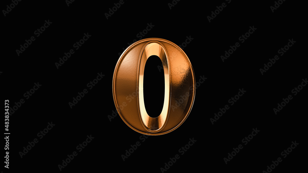 0 3D Antique Gold Bronze Letter Number on a Black Background 0 3D Antique Gold Bronze Letter Number on a Black Background