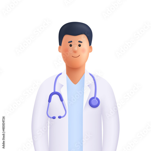 Young smiling doctor with stethoscope, medical specialist